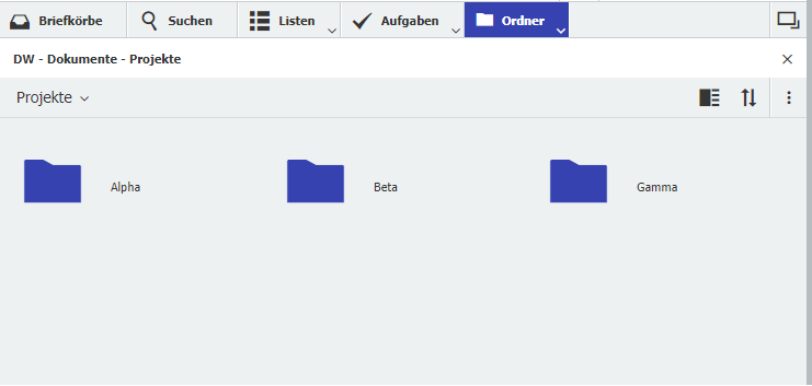 Ordneransicht für Projektakten